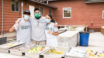 food services team serving at camp